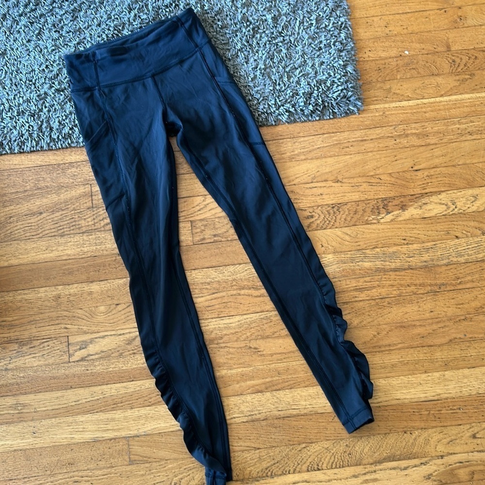 Lululemon Speed Tight Black Ruched Ankle Full Length High Rise Leggings Size 2